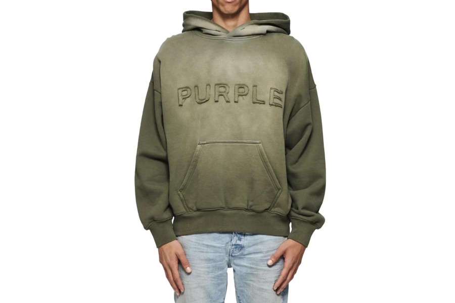 Clothing PURPLE BRAND | Heavyweight Fleece Pullover Hoodie Winter Moss Cutout Wordmark