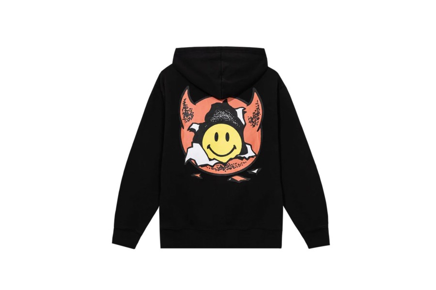 Clothing MARKET | Smiley Inner Peace Pullover Hoodie Washed Black