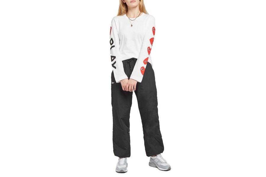 Clothing COMME DES GARCONS | Women'S Cdg Red Heart Multi Long Sleeve White T-Shirt