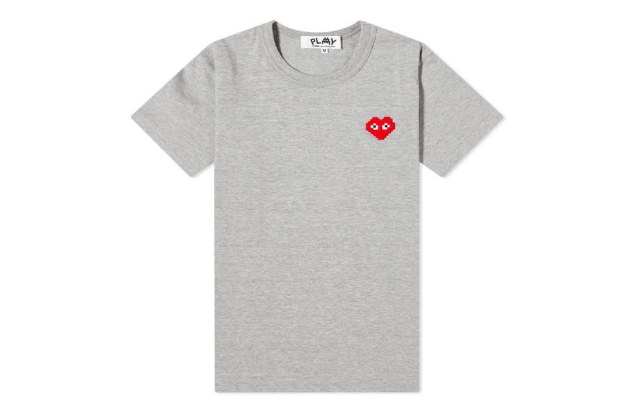 Clothing COMME DES GARCONS | Cdg Invader Pixel Heart T-Shirt Grey