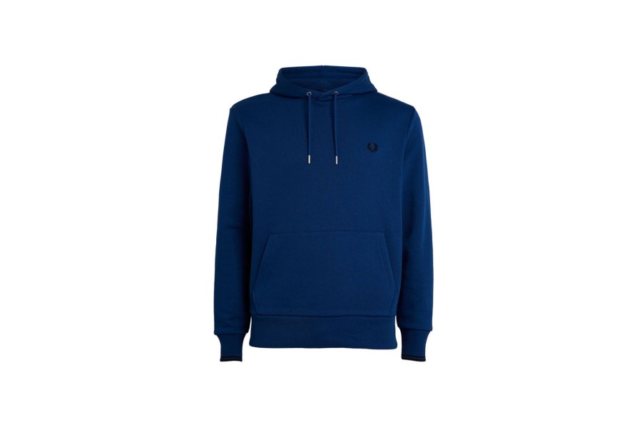 Clothing FRED PERRY | Tipped Hooded Sweatshirt Shaded Cobalt