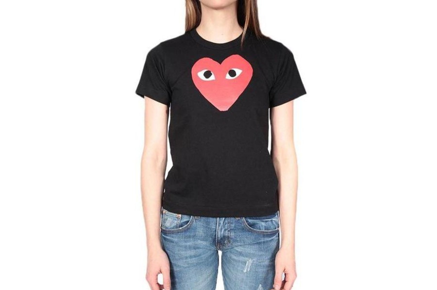 Clothing COMME DES GARCONS | Women'S Cdg Red Heart Black T-Shirt