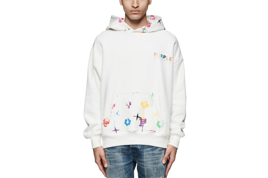 Clothing PURPLE BRAND | Heavyweight Fleece Pullover Coconut Milk Painted Monogram