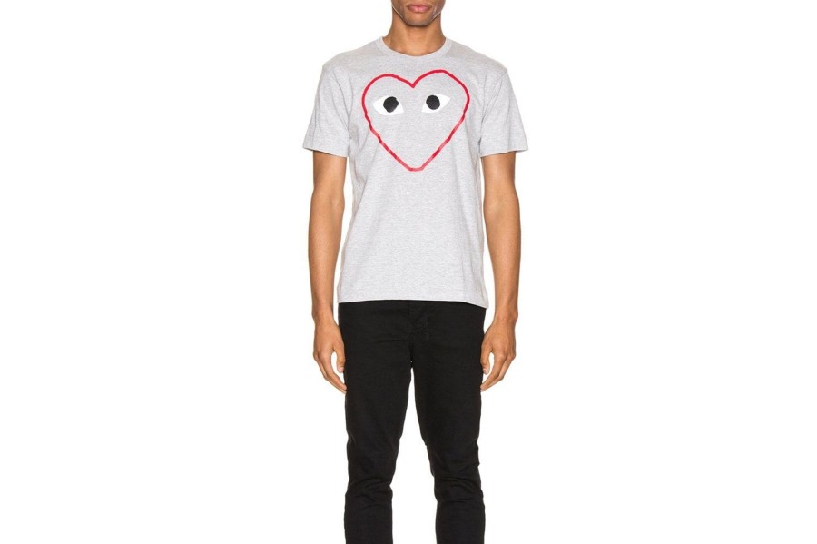 Clothing COMME DES GARCONS | Mens Tee Big Heart Red Outline