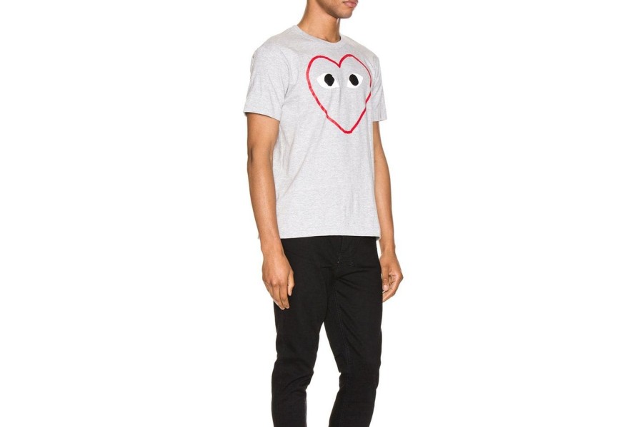 Clothing COMME DES GARCONS | Mens Tee Big Heart Red Outline