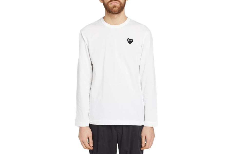 Clothing COMME DES GARCONS | Cdg Black Heart Long Sleeve White