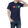 Clothing COMME DES GARCONS | Cdg Triple Hearts T-Shirt Navy