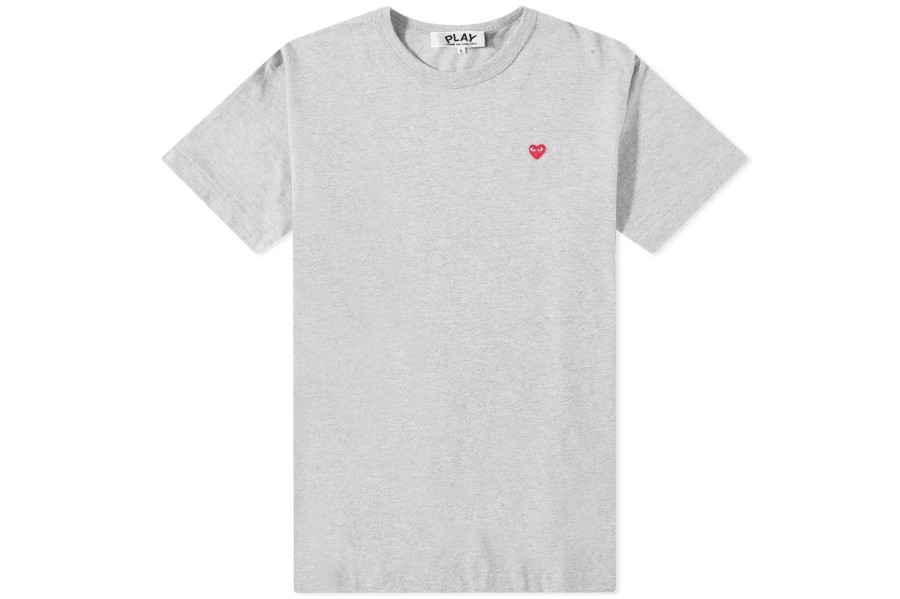 Clothing COMME DES GARCONS | Cdg Small Red Heart T-Shirt Grey