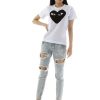 Clothing COMME DES GARCONS | Women'S Cdg Big Black Heart White T-Shirt