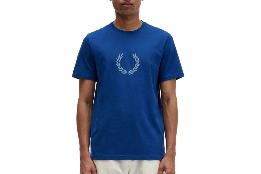 Clothing FRED PERRY | Laurel Wreath Graphic T-Shirt Shaded Cobalt