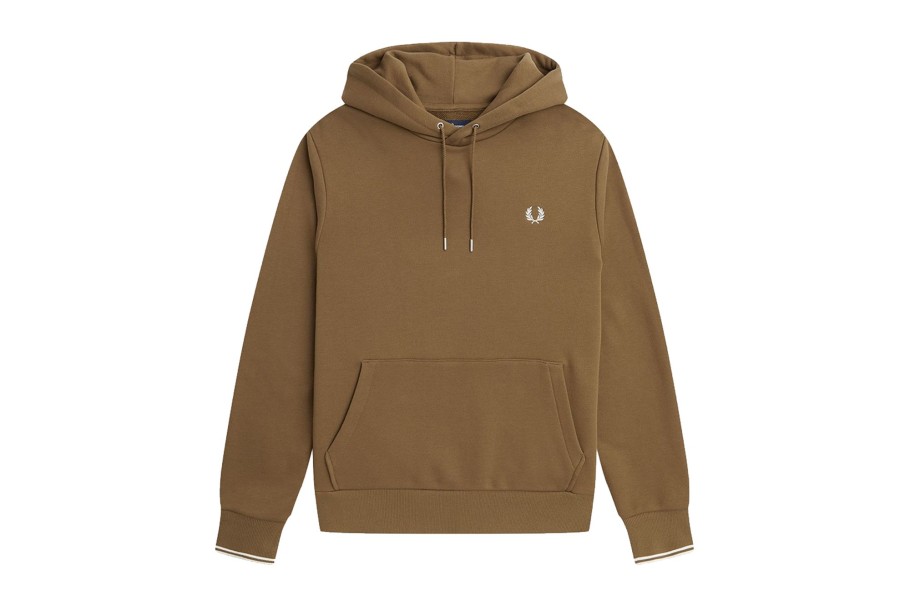 Clothing FRED PERRY | Tipped Hooded Sweatshirt Shaded Stone