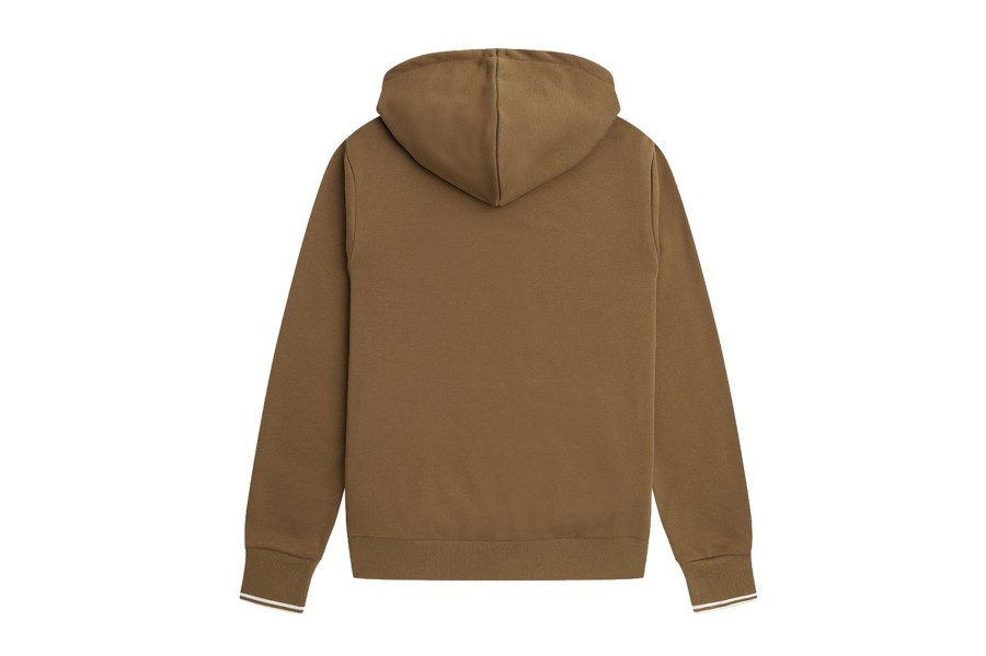 Clothing FRED PERRY | Tipped Hooded Sweatshirt Shaded Stone