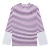 Clothing COMME DES GARCONS | Cdg Paneled Striped Small Red Heart Long Sleeve T-Shirt Purple