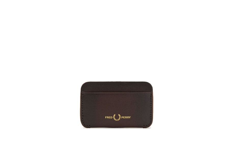 Clothing FRED PERRY | Burnished Leather Cardholder Oxblood