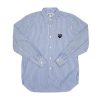 Clothing COMME DES GARCONS | Cdg Black Heart Striped Long Sleeve Button Up Shirt Blue