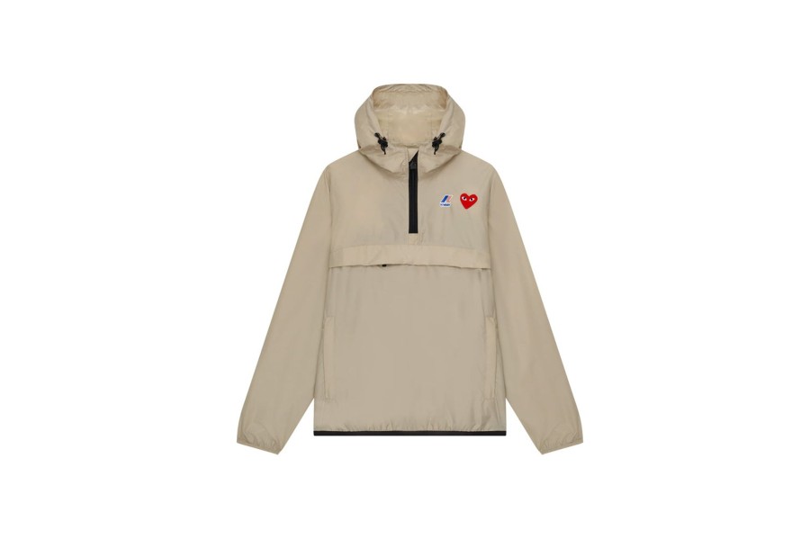 Clothing COMME DES GARCONS | Cdg X K-Way Half Zip Jacket Beige Grey