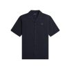 Clothing FRED PERRY | Linen-Blend Revere Collar Shirt Navy