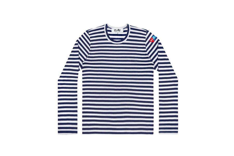 Clothing COMME DES GARCONS | Cdg X Invader Navy Striped Long Sleeve Shirt