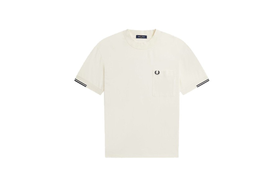 Clothing FRED PERRY | Tipped Sleeve T-Shirt Ecru