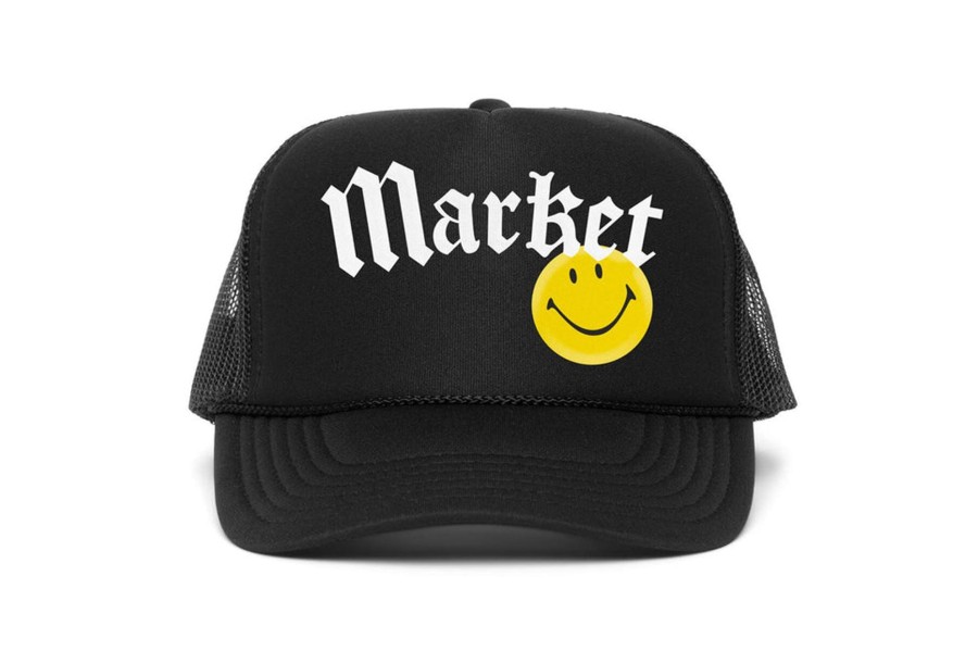 Clothing MARKET | Smiley Gothic Trucker Hat Washed Black