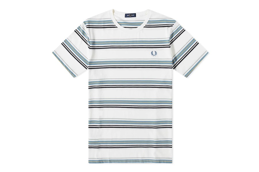 Clothing FRED PERRY | Stripe T-Shirt Snow White