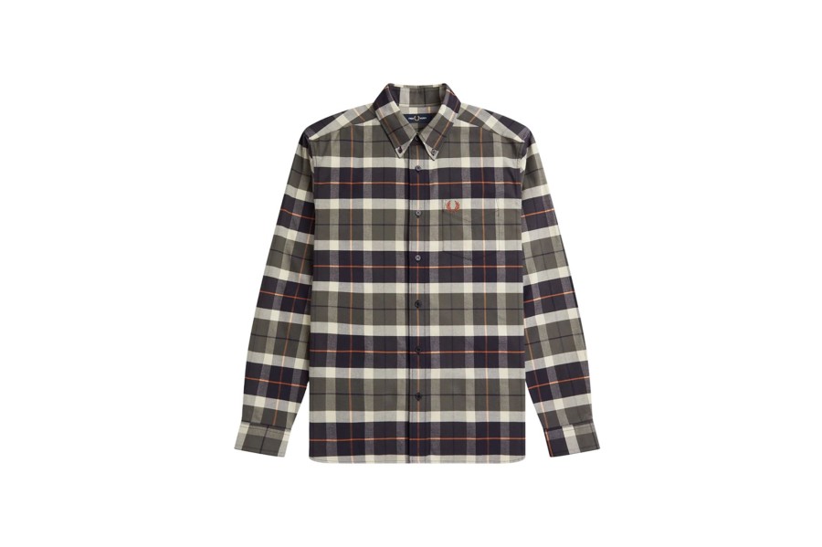 Clothing FRED PERRY | Brushed Tartan Shirt Field Green