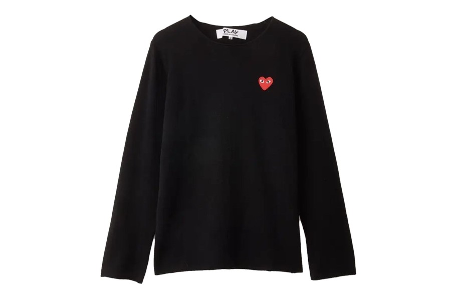 Clothing COMME DES GARCONS | Cdg Red Heart Knit Long Sleeve T-Shirt