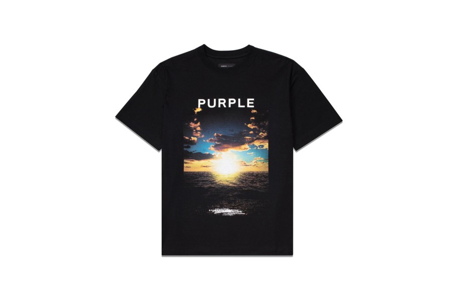 Clothing PURPLE BRAND | Textured Jersey Black Sunset Tee