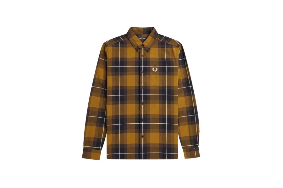 Clothing FRED PERRY | Tartan Shirt Dark Caramel