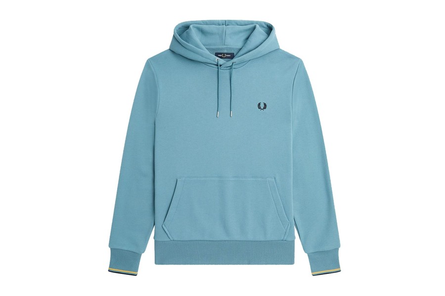 Clothing FRED PERRY | Tipped Hooded Sweatshirt Ash Blue