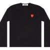 Clothing COMME DES GARCONS | Cdg Layered Red Heart Long Sleeve T-Shirt Black