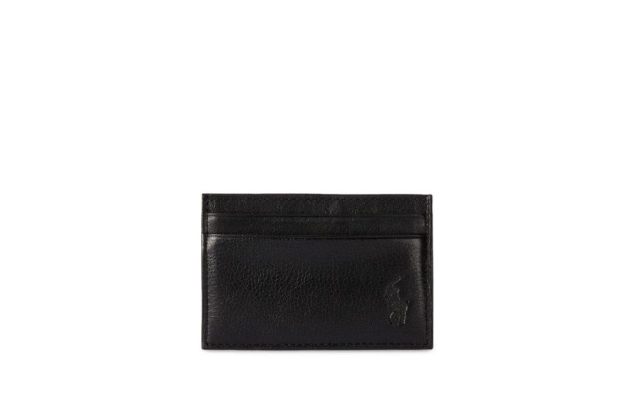 Clothing POLO RALPH LAUREN | Pebbled Leather Card Case With Money Clip Black