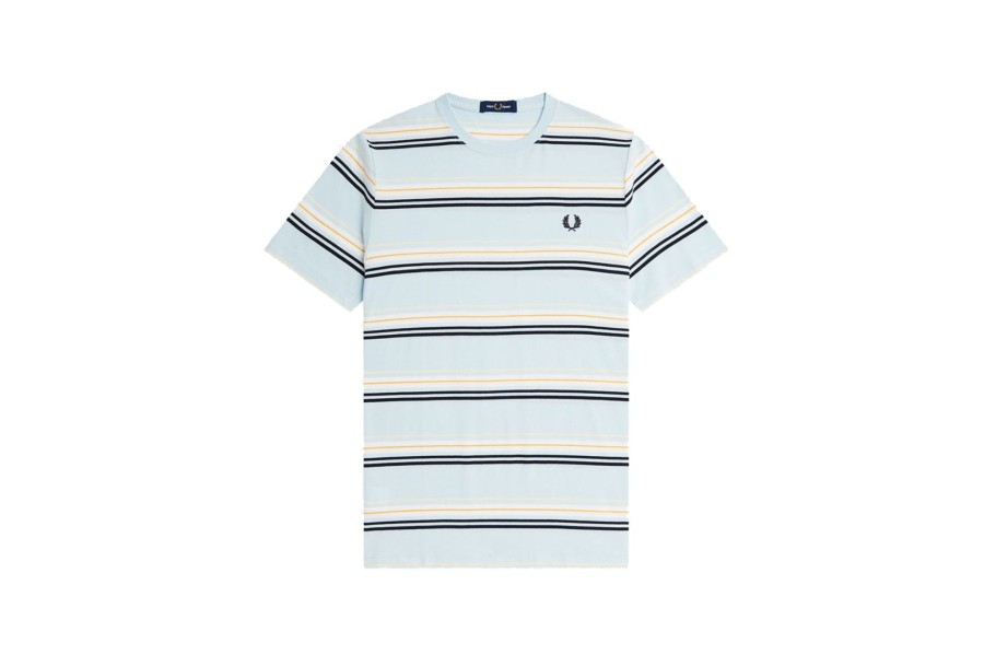 Clothing FRED PERRY | Stripe T-Shirt Light Ice