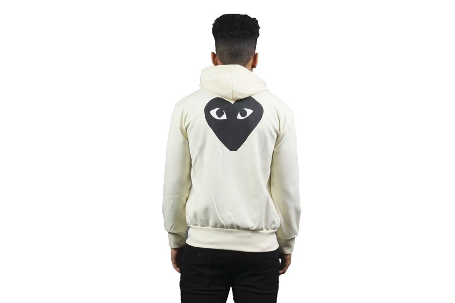 Clothing COMME DES GARCONS | Cdg Black Heart Cream Zip Hoodie