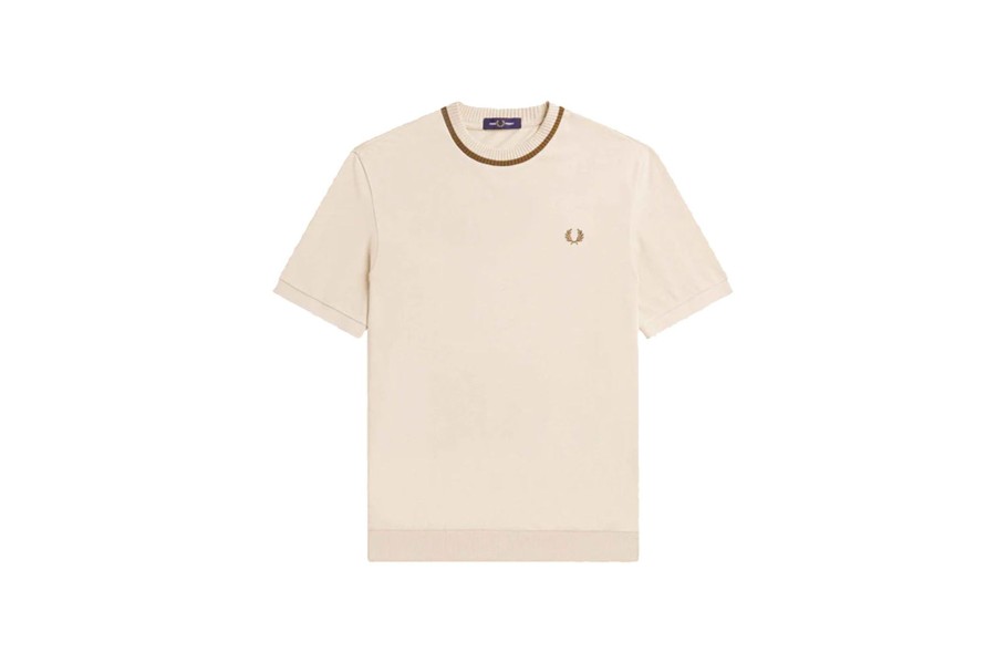 Clothing FRED PERRY | Crew Neck Pique Tee Oatmeal