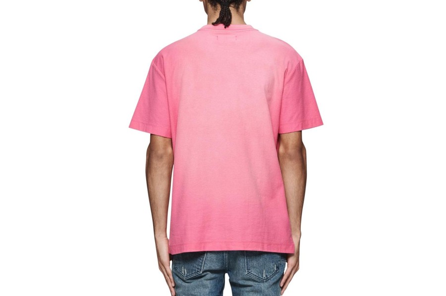 Clothing PURPLE BRAND | Textured Short Sleeve Tee Neon Pink Wordmark