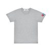 Clothing COMME DES GARCONS | Cdg Invader Red Heart Short Sleeve T-Shirt Grey