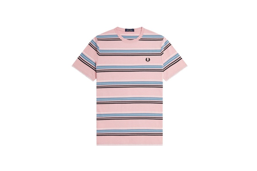 Clothing FRED PERRY | Stripe Tee Chalky Pink